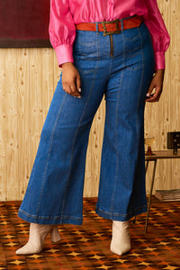 Little Jeanie Chevron Wide Leg Jeans