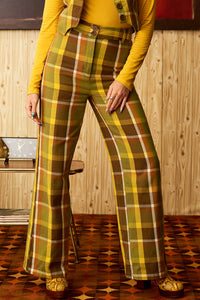 Get It On Green Check Trousers