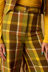 Get It On Green Check Trousers