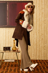 Marionette Brown Floral Applique Belted Coat