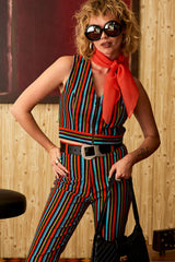Miss Demeanor Glam Striped Zip Flares
