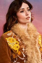 Cinnamon Girl Brown Embroidered Penny Lane Coat