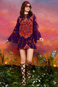 Anathea Purple Mandala Mini Dress