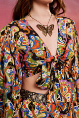 Marguerita Angel Sleeve Butterfly Tie Top