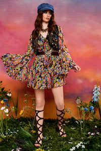Grace Angel Sleeve Butterfly Mini Dress