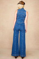 Back view of The Hippie Shake's chevron flared jeans showing V-shaped yoke and central seam panel detailing.