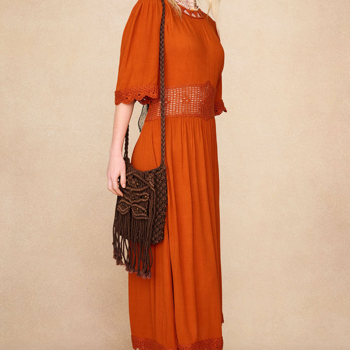 raise the sun midi dress orange Orange Crochet Trim Embroidered Midi Dress – The Hippie Shake