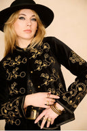 Smoke & Gold Black Embroidered Velvet Jacket