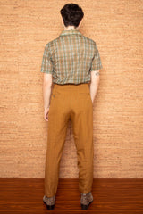 Vintage 1970s Mens Brown Check Trousers