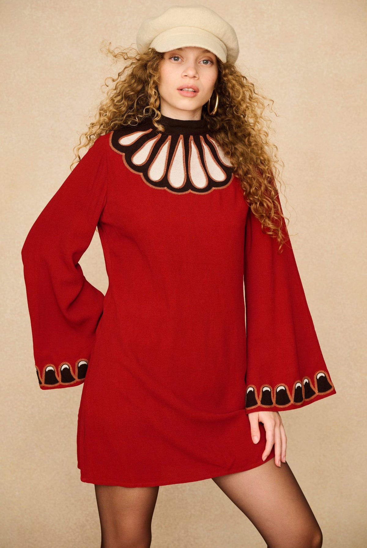 Underground Collection featuring 70s red long sleeve mini dress by The Hippie Shake