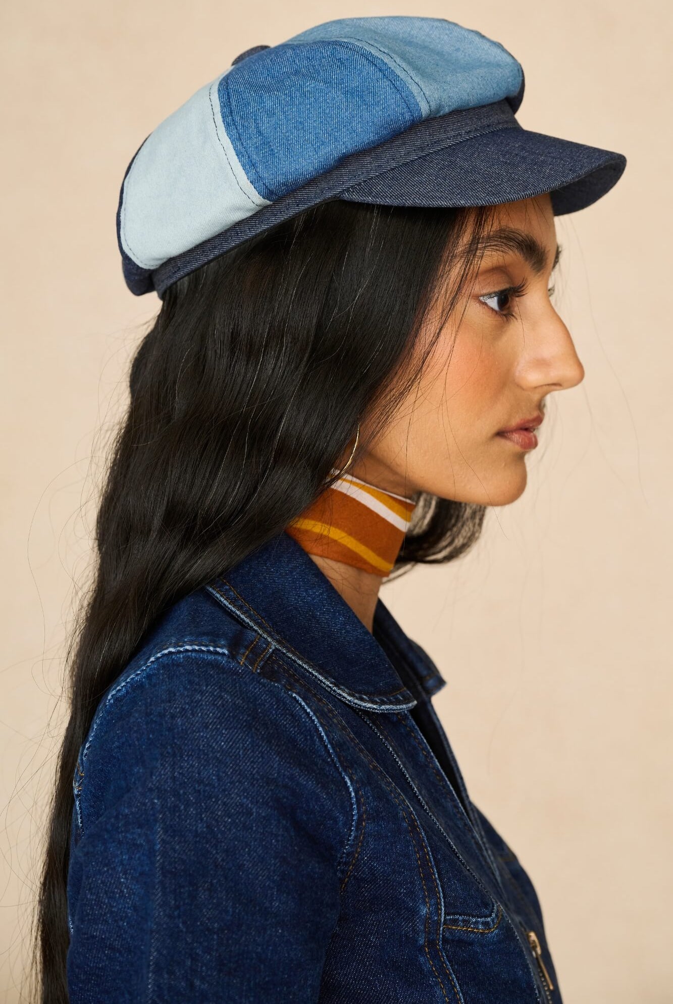 Denim Collection featuring denim baker hat by The Hippie Shake - side view