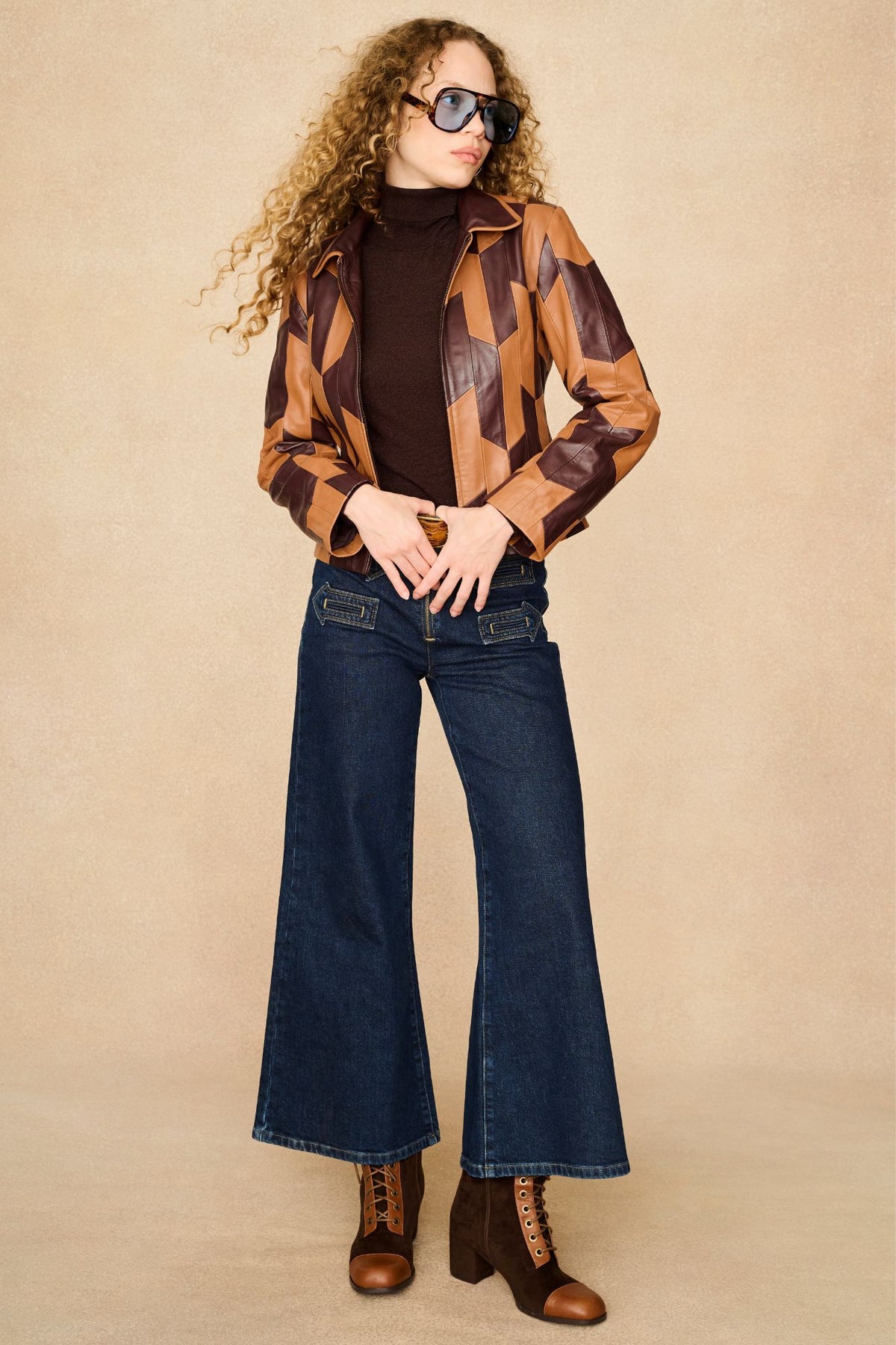 Underground Collection featuring 70s brown patterned leather jacket by The Hippie Shake