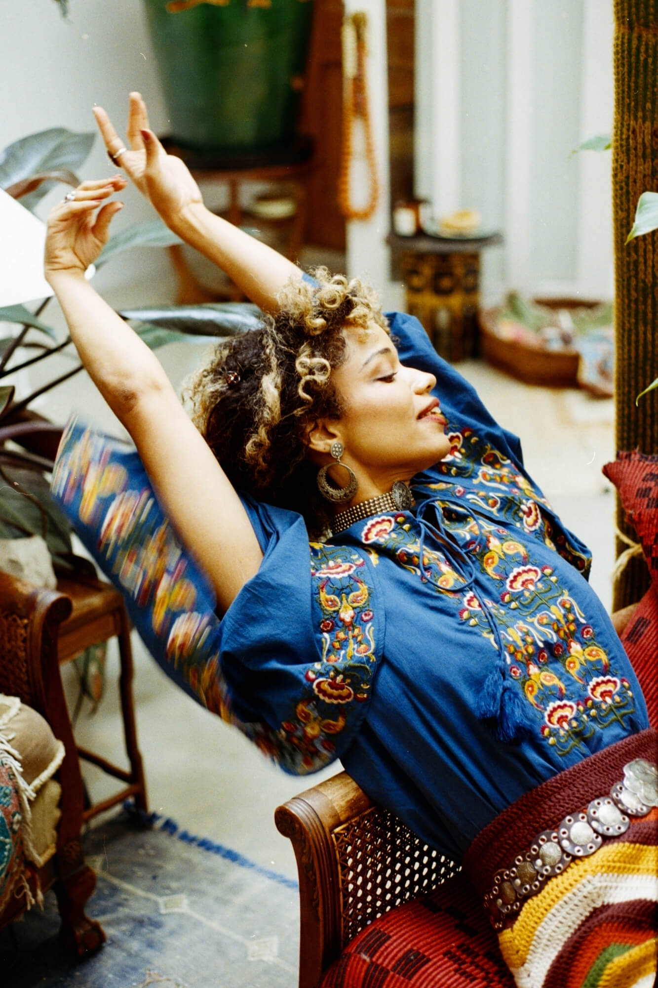 Magic Carpet Ride collection featuring 70s blue embroidered top by The Hippie Shake