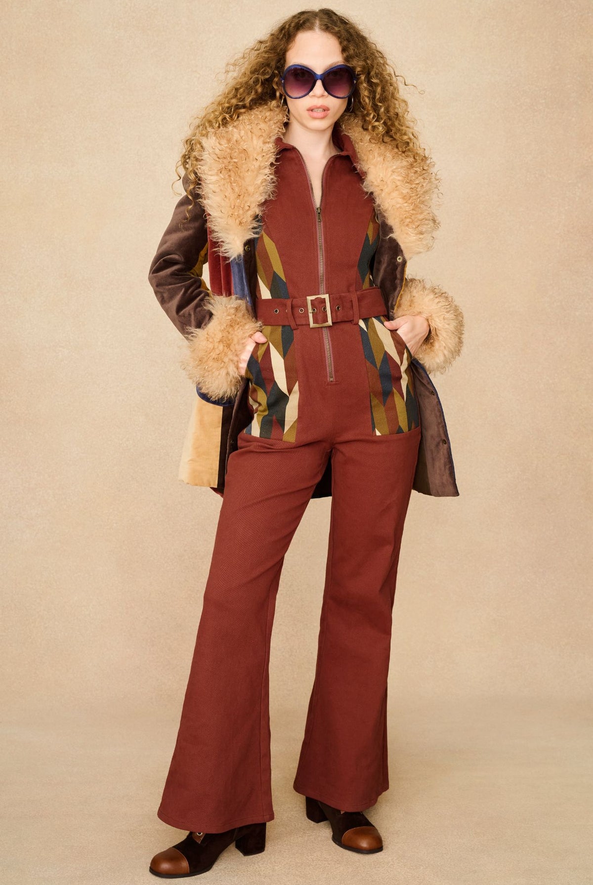 Underground Collection featuring 70s collared jumpsuit by The Hippie Shake