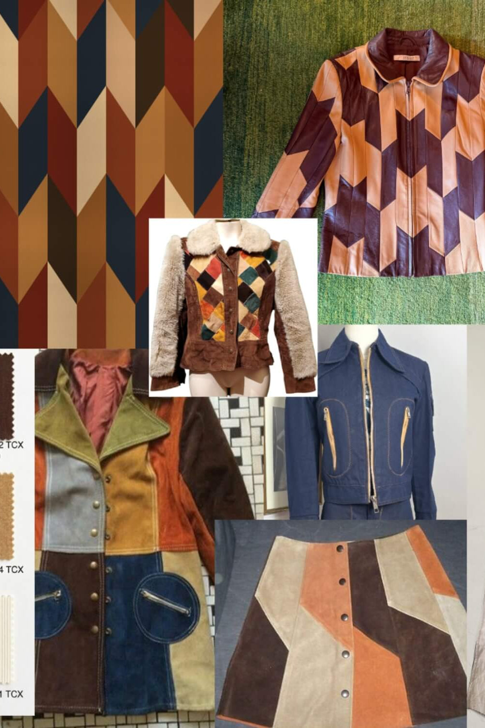 A vintage fashion collage showing The Hippie Shake's new patchwork product development for the new collection Underground.