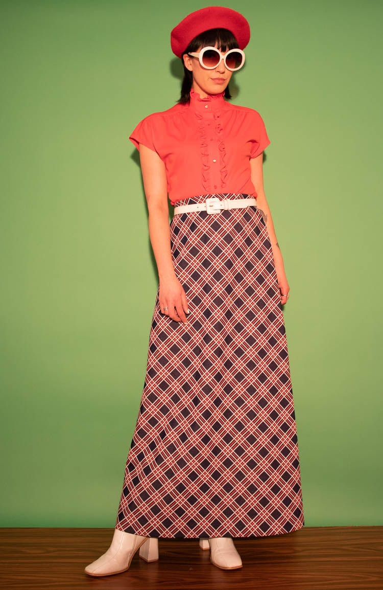 Plaid maxi skirt vintage Clearance