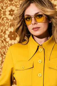 Marianne Yellow Cropped Jacket - Jackets & Coats