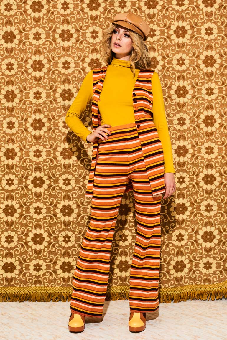 Yellow striped hot sale trousers