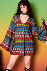 Magical Mystery Embroidered Mini Dress - Dresses