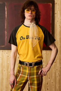 On Tour '74 Mens Yellow Raglan Ringer T-Shirt