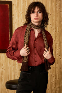 California Nights Burgundy Floral Jacquard Shirt