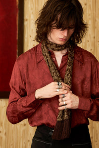 California Nights Burgundy Floral Jacquard Shirt