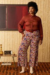 Serenade Burgundy Floral Jacquard Blouse