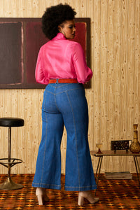 Little Jeanie Chevron Wide Leg Jeans