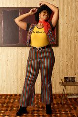 Miss Demeanor Glam Striped Zip Flares