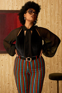 Bang Bang Black Velour Pussybow Body