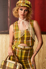 Laura Lee Green Check Baker Hat