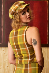 Laura Lee Green Check Baker Hat