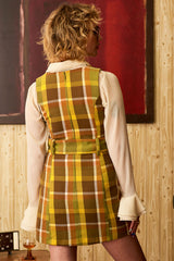 Jitterbug Love Green Check Belted Mini Dress