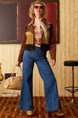 Little Jeanie Chevron Wide Leg Jeans