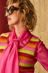 Kooks Striped Crochet Vest