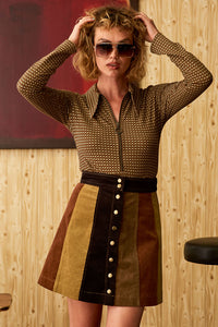 Golden Years Corduroy Patchwork Skirt
