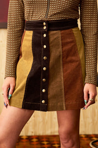 Golden Years Corduroy Patchwork Skirt