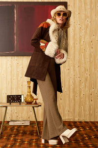 Marionette Brown Floral Applique Belted Coat