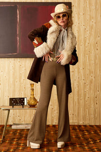 Marionette Brown Floral Applique Belted Coat