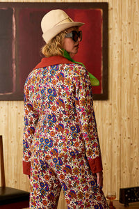 Rosalyn Cream Floral Contrast Blazer