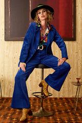 Moonage Daydream Midnight Blue Velvet Blazer