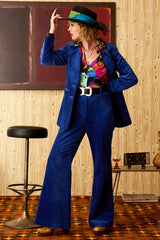 Moonage Daydream Midnight Blue Velvet Blazer