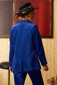 Moonage Daydream Midnight Blue Velvet Blazer