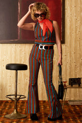 Miss Demeanor Glam Striped Zip Flares