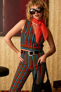 Miss Demeanor Glam Striped Zip Waistcoat