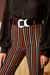 Miss Demeanor Glam Striped Zip Flares