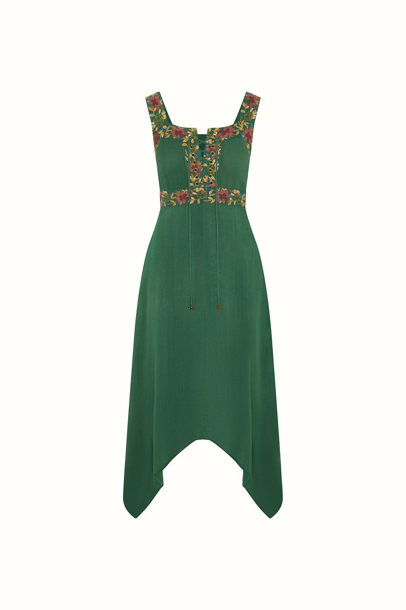 Forest Belle Green Floral Trim Midi Dress The Hippie Shake Forest Belle Green Floral Trim Midi Dress The Hippie Shake