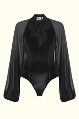 Bang Bang Black Velour Pussybow Body