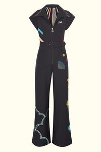 Space Boss Black Embroidered Boiler Suit