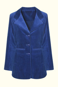 Moonage Daydream Midnight Blue Velvet Blazer